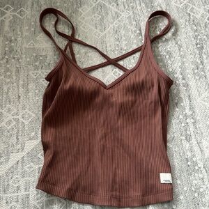Vuori Brown Ribbed Tank Top